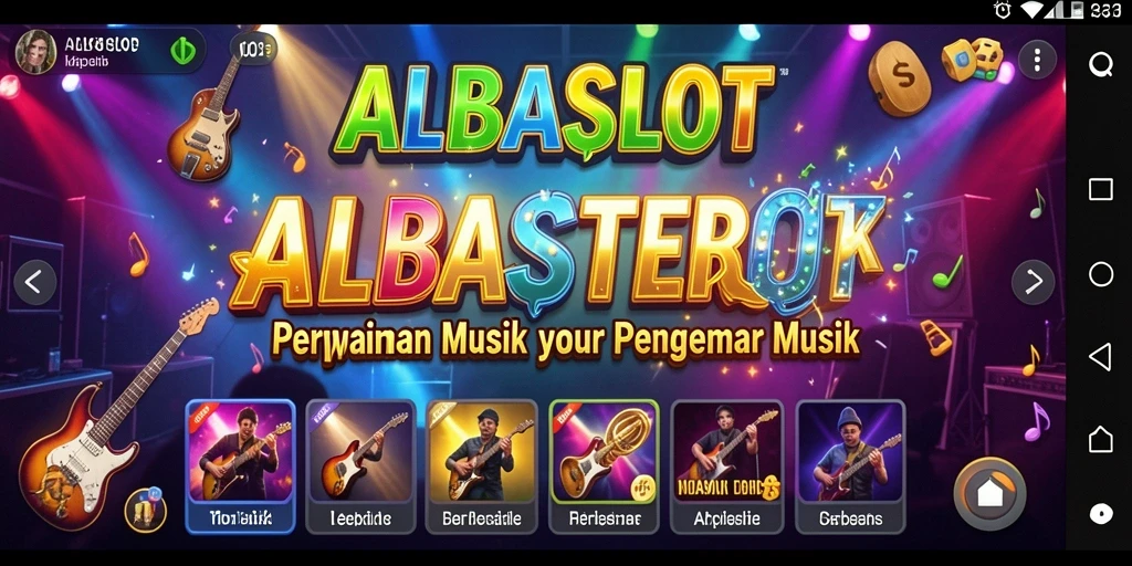 Tangkapan layar utama dari ALBASLOT, menampilkan gameplay musik yang seru.