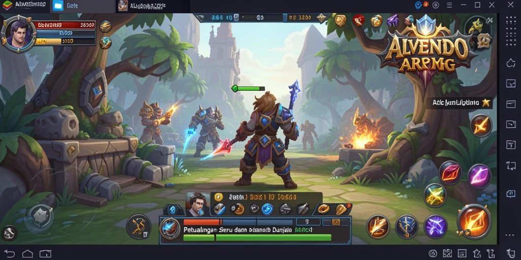 Tampilan gameplay epik dalam dunia ARPG ALVENDO.