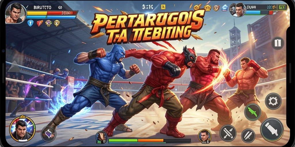 Screenshot BIRUTOTO menunjukkan pertarungan seru dengan karakter unik.