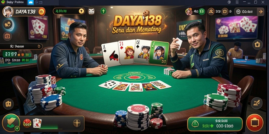 Tampilan gameplay seru dalam aplikasi Poker DAYA138.