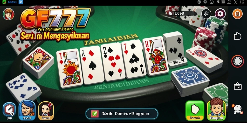 Tampilan gameplay seru dari GF777 yang menampilkan aksi Domino.