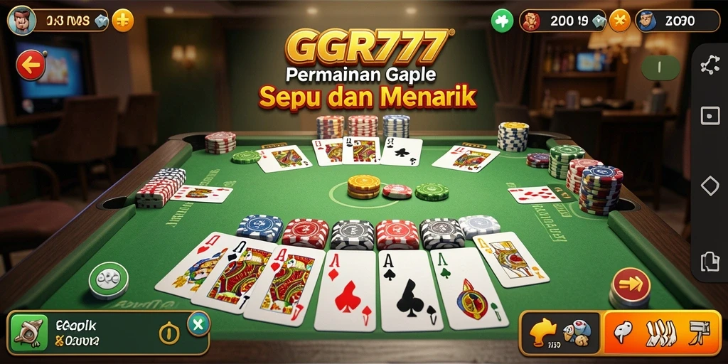 Tampilan gameplay seru dalam GGR777, nikmati permainan Gaple yang mendebarkan.