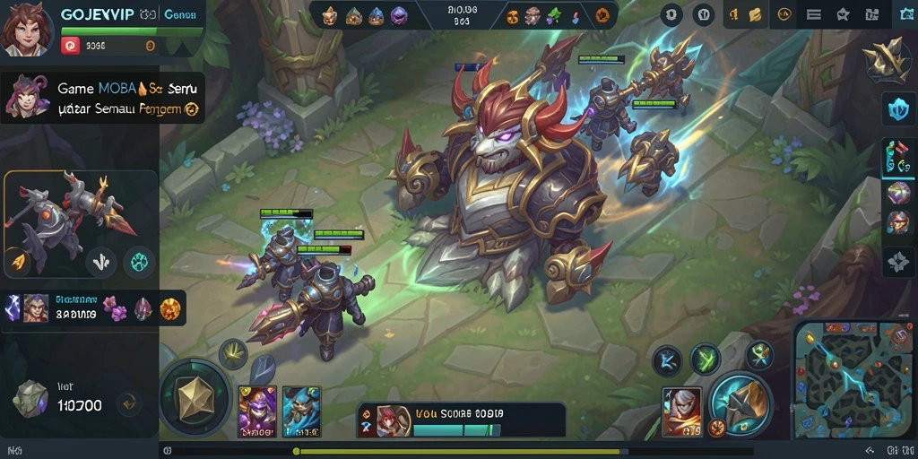 Tangkapan layar menampilkan aksi seru dalam gameplay MOBA.