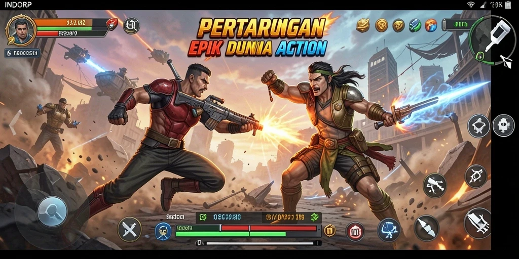 Gameplay seru dengan aksi pertarungan epik di INDORP.