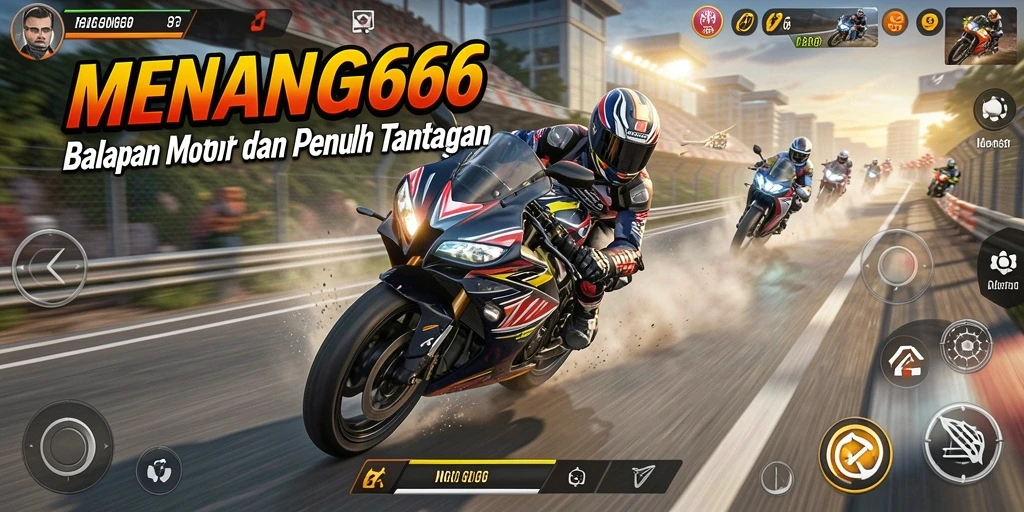 Tampilan gameplay seru di MENANG666 dengan motor balap yang cepat.