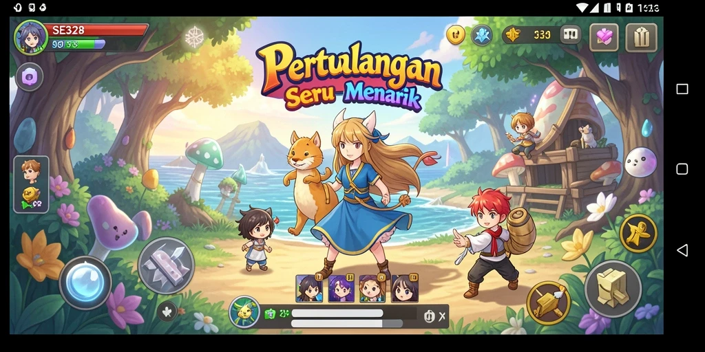 Screenshot SE328 menampilkan karakter Anime dalam pertarungan yang dramatis.