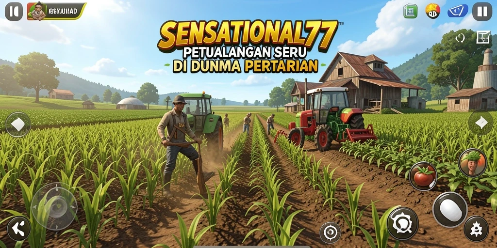 Screenshot gameplay SENSATIONAL77 yang menampilkan aktivitas pertanian.