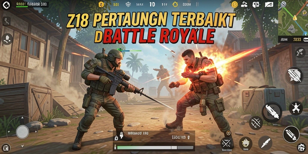Screenshot Z18 menampilkan pertarungan intens dalam game Battle Royale.